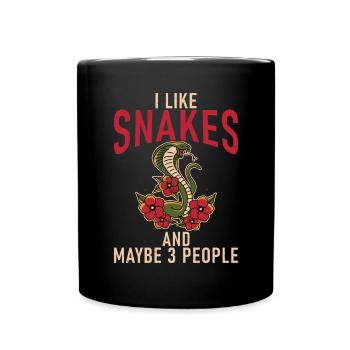 Schlange Geschenk Schlangenliebhaber - Tasse einfarbig - Schwarz - Vorne