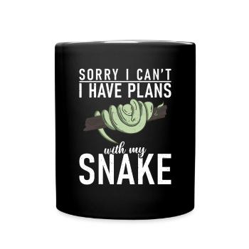 Schlange Geschenk Schlangenliebhaber - Tasse einfarbig - Schwarz - Vorne