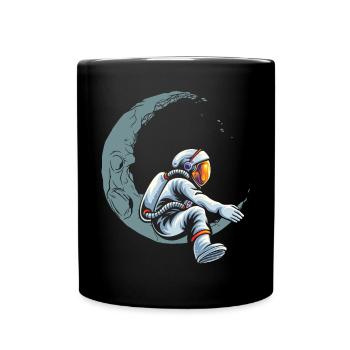 Funny Astronaut On Moon For Astronomy Student - Full Colour Mug - black - Front