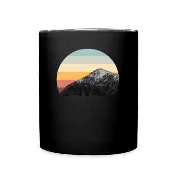 Mountain Sunset Circle Outdoor Nature - Full Colour Mug - black - Front