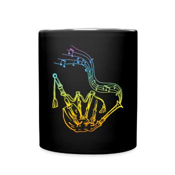 Bagpipe With Music Notes Bagpiper Player Bagpipe - Full Colour Mug - black - Front