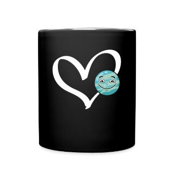 Funny Planet Heart Space Exploration Space Travel - Full Colour Mug - black - Front