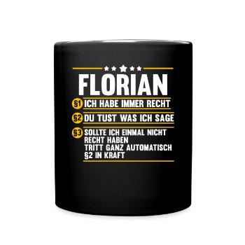Florian - Tasse einfarbig - Schwarz - Vorne