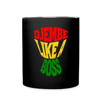 Djembé heureux comme un chef Typographie de tambour africain - Mug uni - noir - Devant