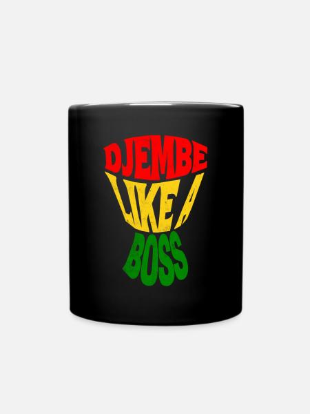 Djembé heureux comme un chef Typographie de tambour africain - Mug uni - noir