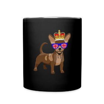 Chihuahua Queen Elizabeth II Britische Krone - Tasse einfarbig - Schwarz - Vorne