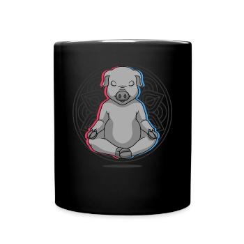 Yoga Pig Pig Yoga - Full Colour Mug - black - Front