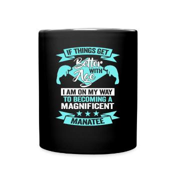 Cold Nose Warm Heart Manatee chubby manatee - Full Colour Mug - black - Front