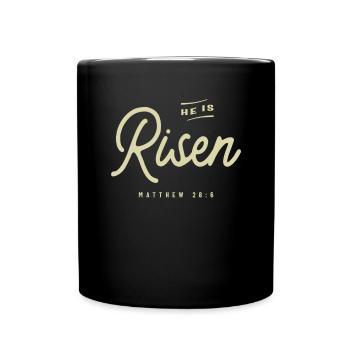 Religious He Is Risen Christian Easter - Full Colour Mug - black - Front