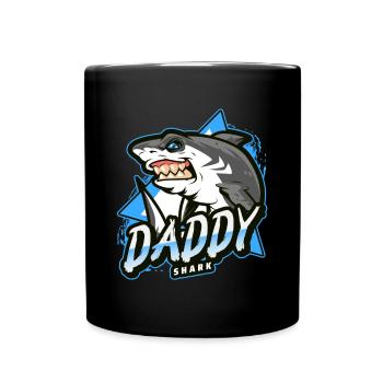 Papa Haifisch - Tasse einfarbig - Schwarz - Vorne