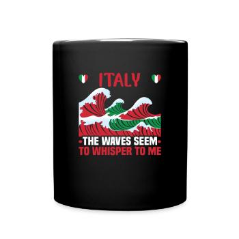 Italie vacances à la plage au bord de la mer Design beach motif - Mug uni - noir - Devant