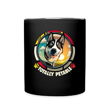 Hunde Cartoon Huskie Design für Hundeliebhaber - Tasse einfarbig - Schwarz - Vorne