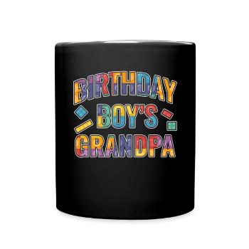 Birthday boy Grandpa building blocks - Full Colour Mug - black - Front