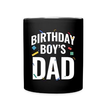 Father of birthday boy builds building blocks - Full Colour Mug - black - Front