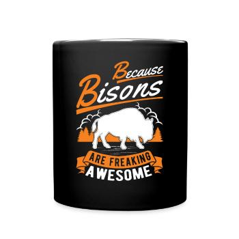 Büffel Geschenk Bison Wasserbüffel Buffalo - Tasse einfarbig - Schwarz - Vorne