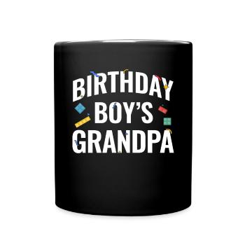 Birthday boy Grandpa building blocks - Full Colour Mug - black - Front