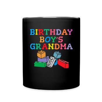 Birthday Kids Grandma Building Blocks - Full Colour Mug - black - Front