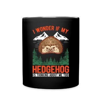 Igel Geschenk Stacheligel - Tasse einfarbig - Schwarz - Vorne