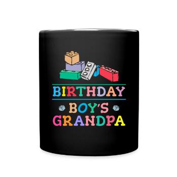 Birthday boy Grandpa building blocks - Full Colour Mug - black - Front
