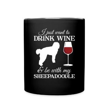 Sheepadoodle Doodle Dog - Full Colour Mug - black - Front