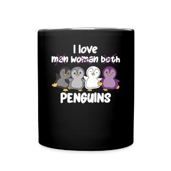 Asexual Flag Pride LGBTQ süßer Pinguin - Tasse einfarbig - Schwarz - Vorne