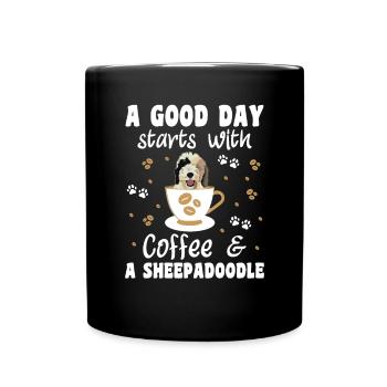 Sheepadoodle Doodle Dog - Full Colour Mug - black - Front