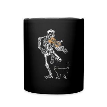 Skeleton Violin Cat - Tasse einfarbig - Schwarz - Vorne
