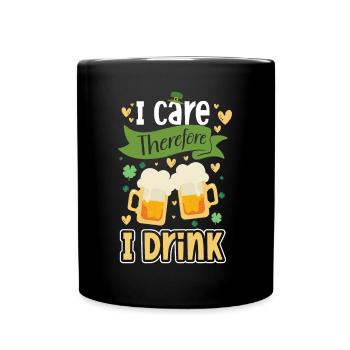 I Care Therefore I Drink Shirt - Full Colour Mug - black - Front