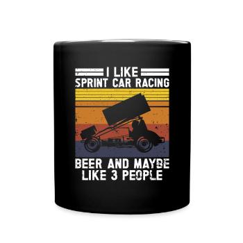 Sprint Car Racing Flag Vintage Racer Dirt Track - Full Colour Mug - black - Front