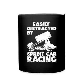 Sprint Car Racing Flag Vintage Racer Dirt Track - Mug uni - noir - Devant