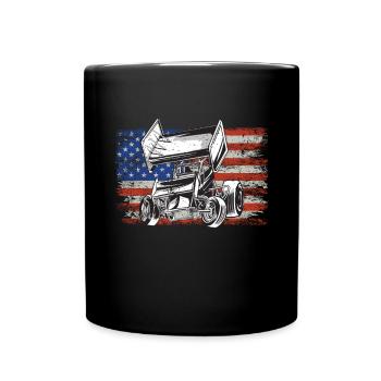Sprint Car Racing Flag Vintage Racer Dirt Track - Mug uni - noir - Devant