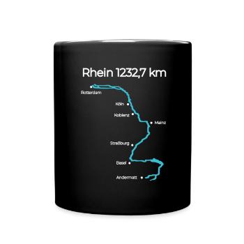 Rhein Fluss Karte Flusslauf Rhein - Tasse einfarbig - Schwarz - Vorne