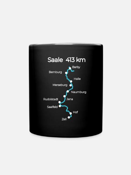 Saale Fluss Karte Flussverlauf Saale - Tasse einfarbig - Schwarz
