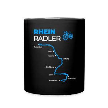 Rhein Radler Spruch für Radtour am Rhein Radfahrer - Tasse einfarbig - Schwarz - Vorne