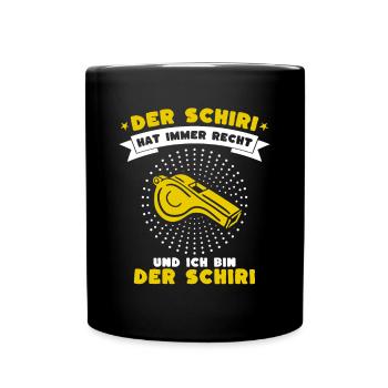 Der Schiedsrichter hat immer Recht - Tasse einfarbig - Schwarz - Vorne