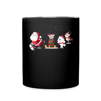 Cute Santa Claus Ice Skating - Full Colour Mug - black - Front
