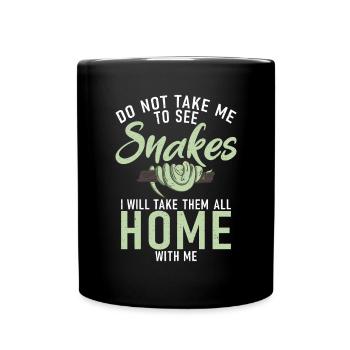 Schlange Geschenk Schlangenliebhaber - Tasse einfarbig - Schwarz - Vorne