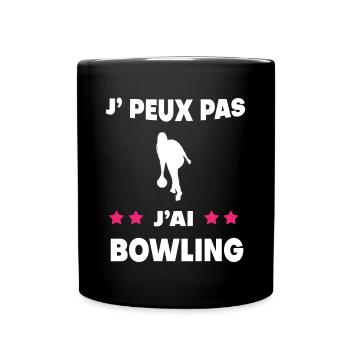Je peux pas j'ai bowling femme bouliste - Mug uni - noir - Devant