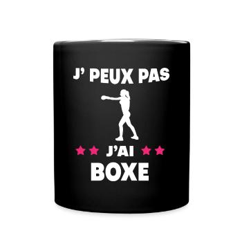 Je peux pas j'ai boxe femme boxeuse - Mug uni - noir - Devant