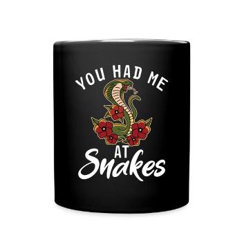 Schlange Geschenk Schlangenliebhaber - Tasse einfarbig - Schwarz - Vorne