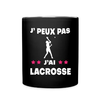 Je peux pas j'ai lacrosse femme hockeyeuse - Mug uni - noir - Devant