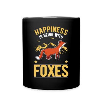 Happiness is being with Foxes Fuchs - Full Colour Mug - black - Front