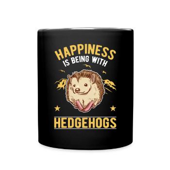 Hedgehog Lucky Spiny Hedgehog - Full Colour Mug - black - Front