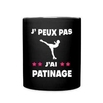 Je peux pas j'ai patinage femme patineuse - Mug uni - noir - Devant