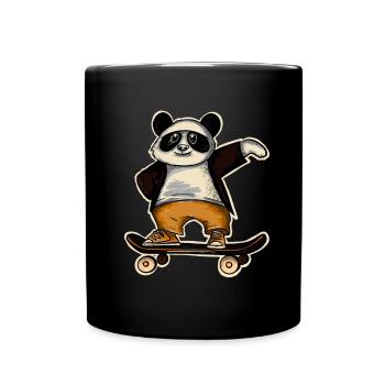 Panda Skate Skater Skateboard Skaten - Tasse einfarbig - Schwarz - Vorne