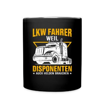 LKW Fahrer Geschenkidee Disponenten - Tasse einfarbig - Schwarz - Vorne