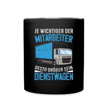 Dienstwagen LKW Fahrer Geschenkidee Fernverkehr - Tasse einfarbig - Schwarz - Vorne