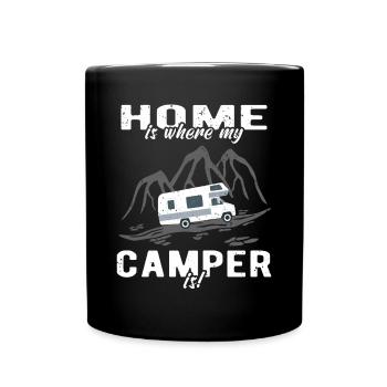 Wohnmobil Zuhause Camper - Tasse einfarbig - Schwarz - Vorne