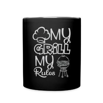 Lustiger Grill-Spruch I Grillen Motiv - Tasse einfarbig - Schwarz - Vorne