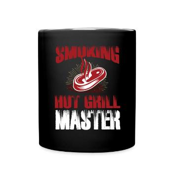 Lustiger Grill-Spruch I Grillen Motiv - Tasse einfarbig - Schwarz - Vorne